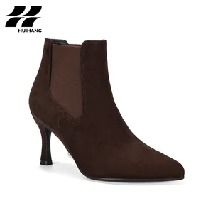Chic Suede Chelsea Stiletto Heel Ankle Boots Womens Casual Party Footwear
