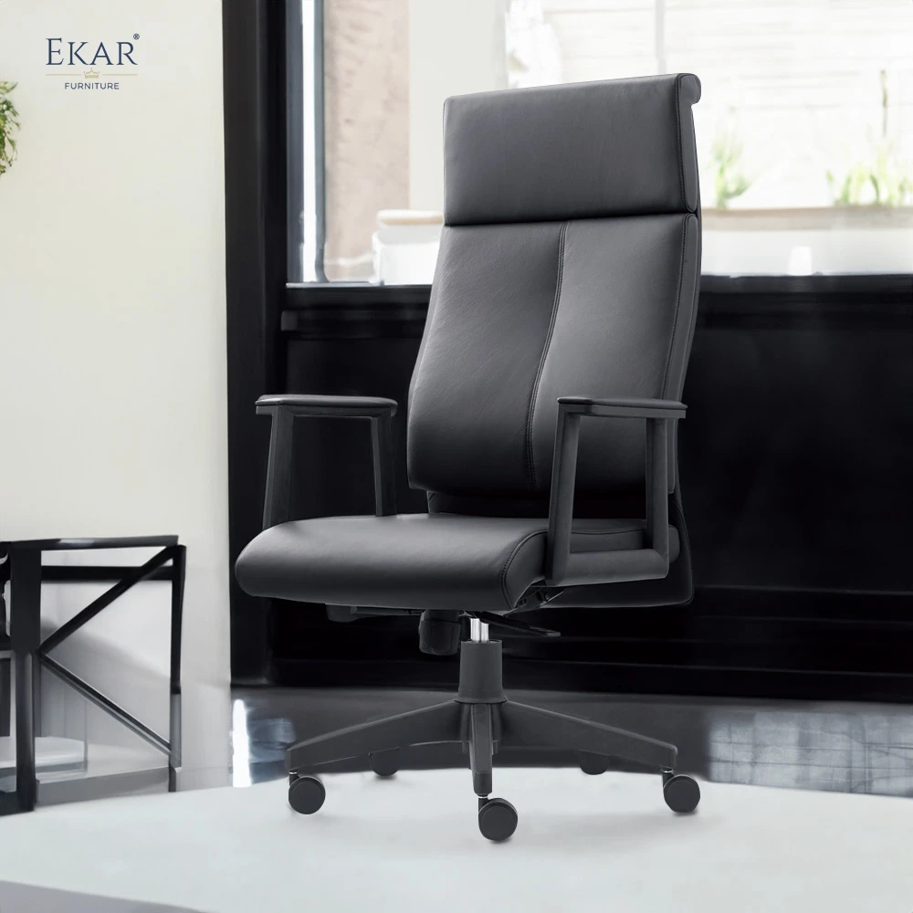 Premium Top-Grain Leather Office Chair with Ergonomic Armrests factory