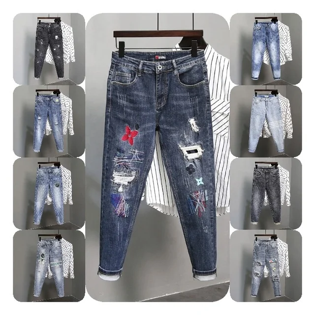 Cheap Wholesale New Design Men's Jeans Fashion Men's Elastic Jeans Trousers Good Quality Zipper Jeans for Men