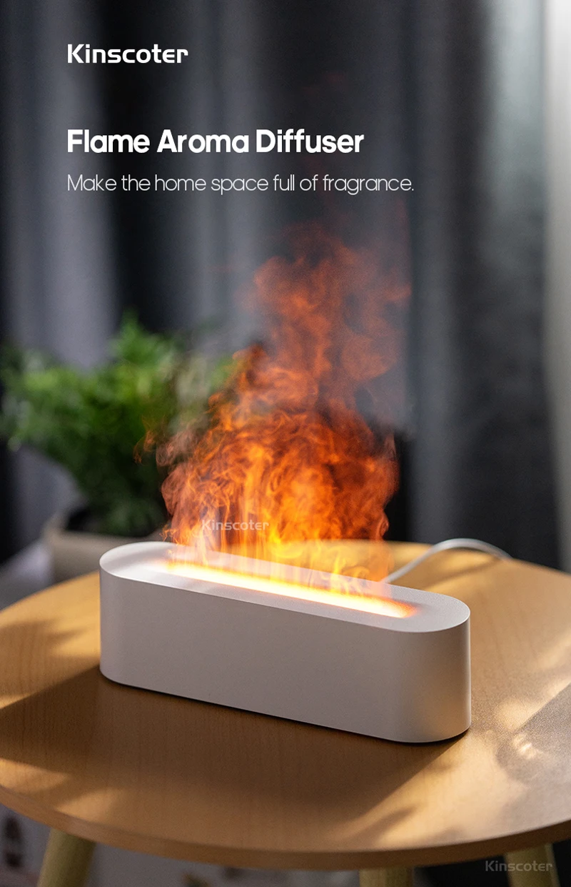 Portable Colorful Flame Aroma Diffuser Usb Fire Humidifier Diffuser