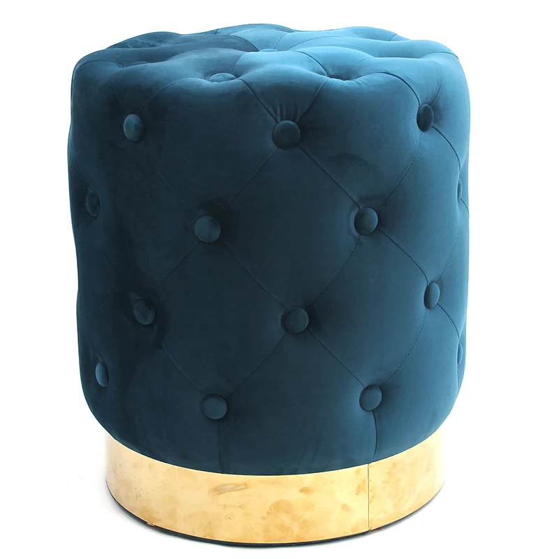 Round Velvet Footrest Stool Pouf Velvet Stool Low Tufted Velvet Storage Ottoman