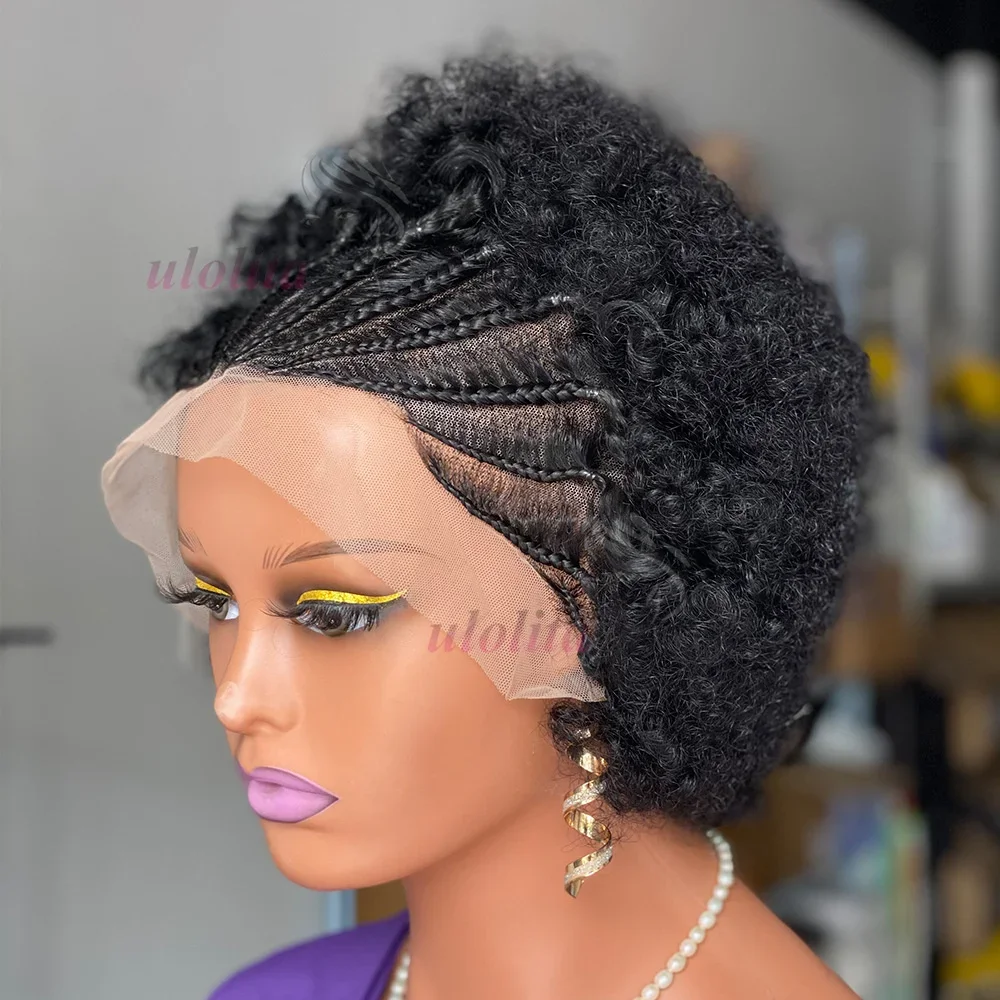 13x4 Lace Frontal Afro Krøllet Paryk 100% Brasiliansk Remy Hår 6 Ombre Highlights Bouncy Krøllet Paryk Ægte Hår Parykker med Fletninger_voghion.com
