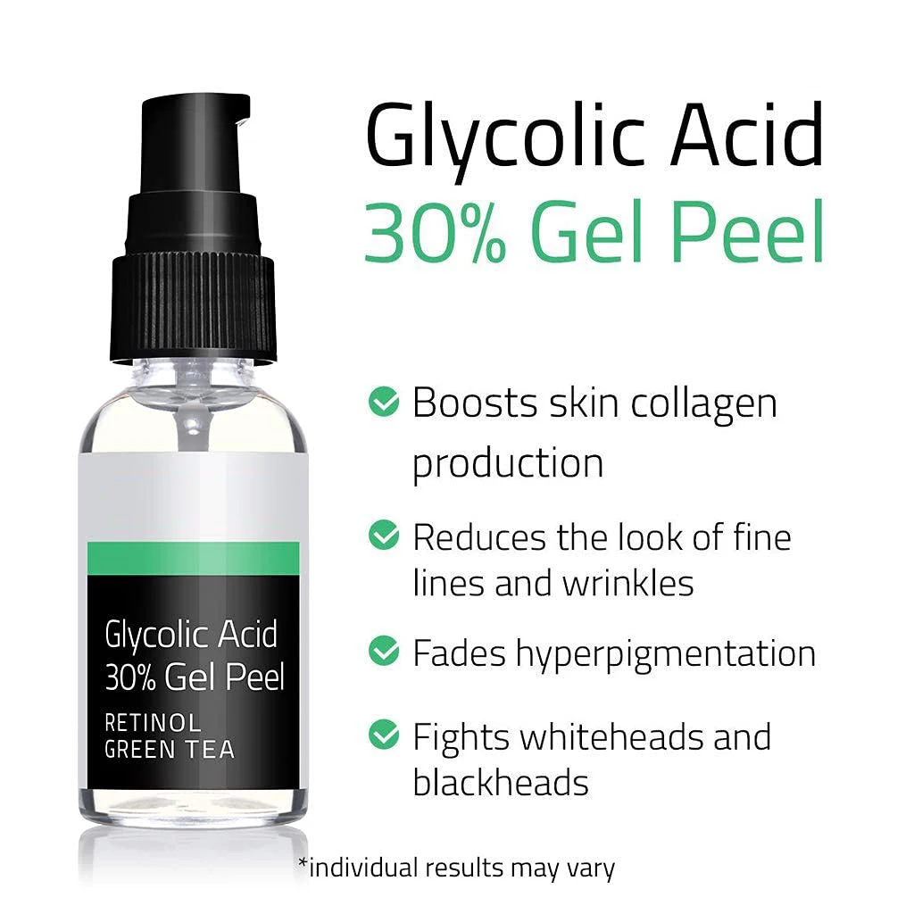Private Label Glycolic Acid 30 Gel Peel Retinol Green Tea Pores