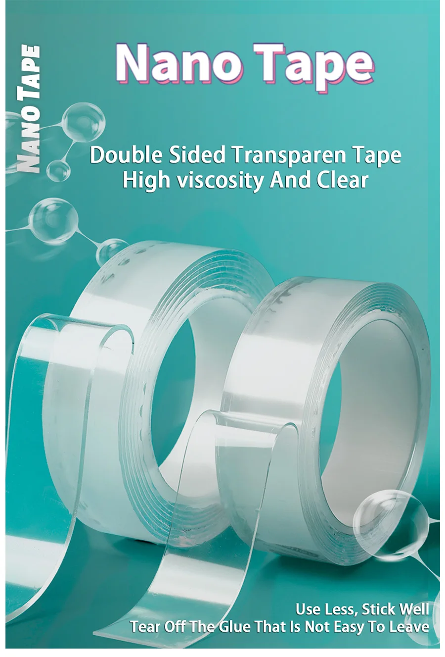 Double Sided Nano Adhesive Tape Red Double Sided Nano Tape Transparent