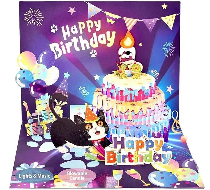 Dessie 3D Pop-Up Birthday Card With Blowable LED Light And Fireworks Perfect Happy Birthday Gift For Men Women And Kids - View #6