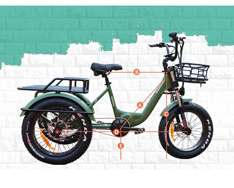 EZREAL Nexus 7 Speed Electric Tricycle 48V 500W 14AH Ce Shimano Adult 14AH Cargo Bike E Trike Bicycle Motorized Passenger