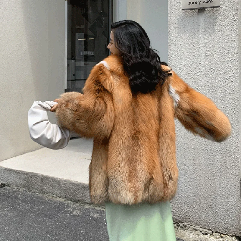 Shop Our New Arrival V Neck Split Fur Jacket Winter Coat