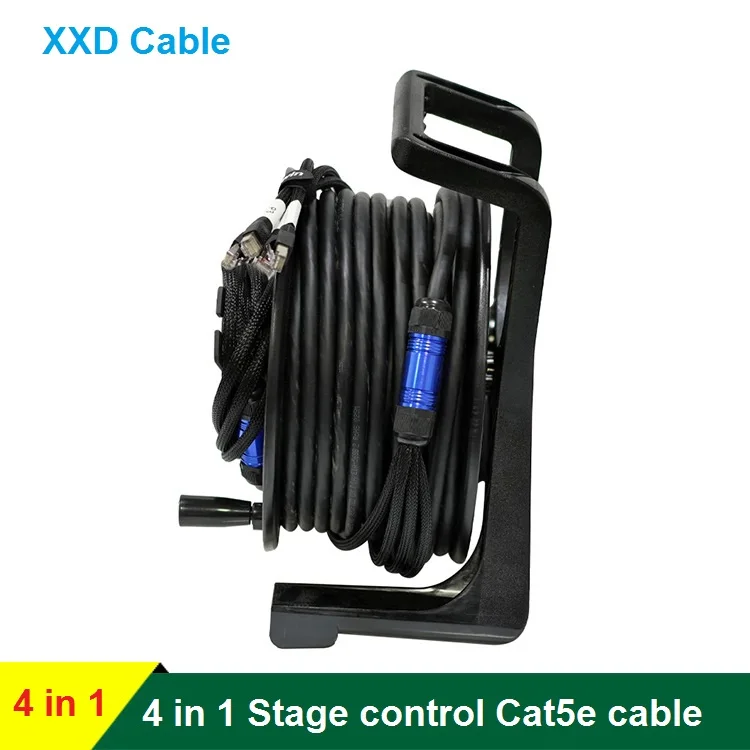 Customized Portable 4 Way Ftp Rj45 Cat5e Cable With Coil Rack Stage Video Audio Perform