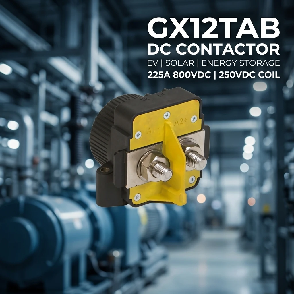 รีเลย์กระแสตรงแรงสูงแบบสลับวงจรคุณภาพสูงรุ่น GX12TAB สำหรับ Sensata-Gigavac กระแสไฟฟ้า 225A แรงดันไฟฟ้า 800VDC ประสิทธิภาพคงที่สำหรับระบบพลังงานแสงอาทิตย์ (PV)