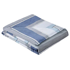 Rancho Duvet Cover Set 3 Pieces(1Piece Duvet Cover &2 Pieces Pillowcases) Printed Blue White Stripe Zipper Closure