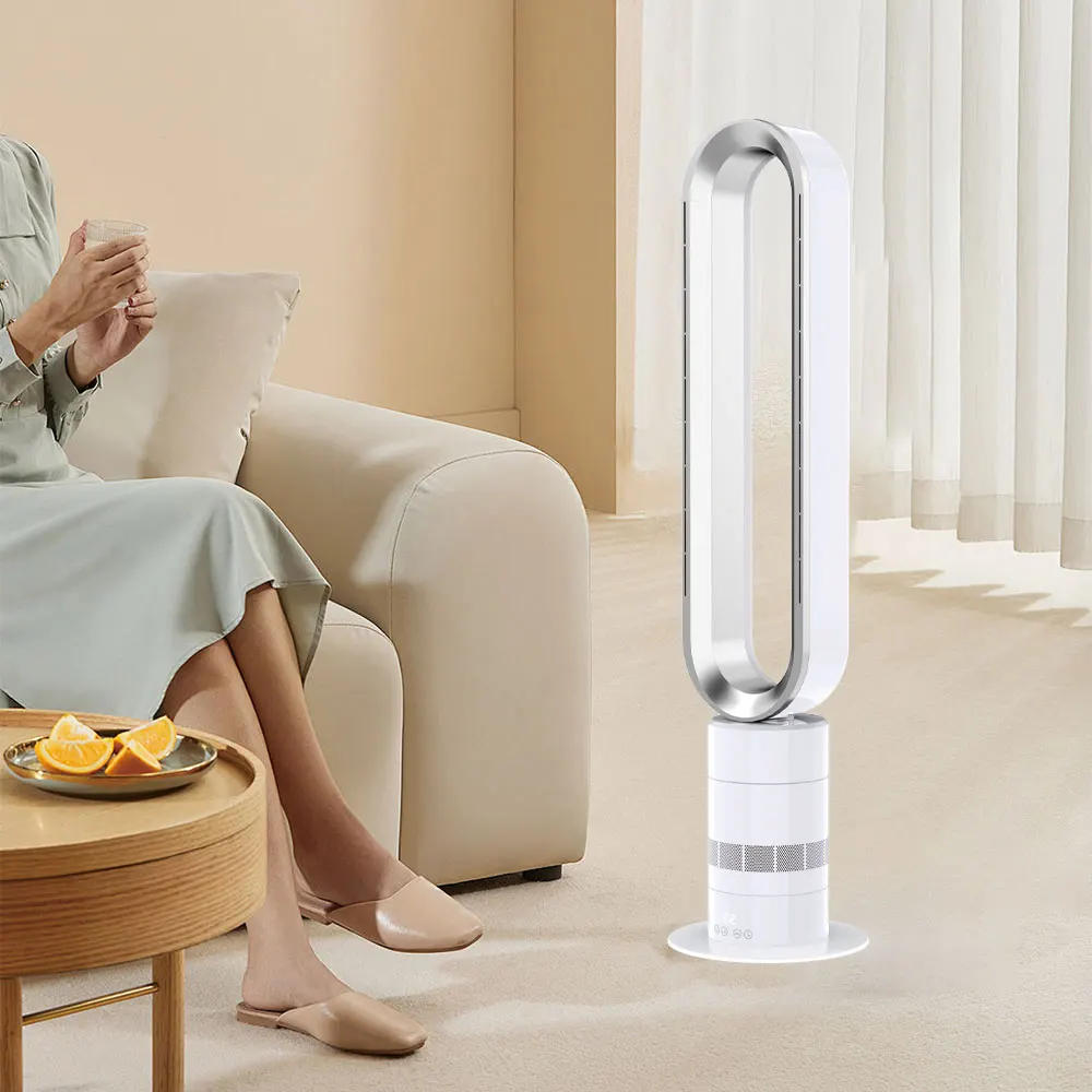 H601 97cm Floor Standing Bladeless Oscillating Fan Remote Control ABS Plastic ROHS Certified 220V Class a Energy Hotel Use