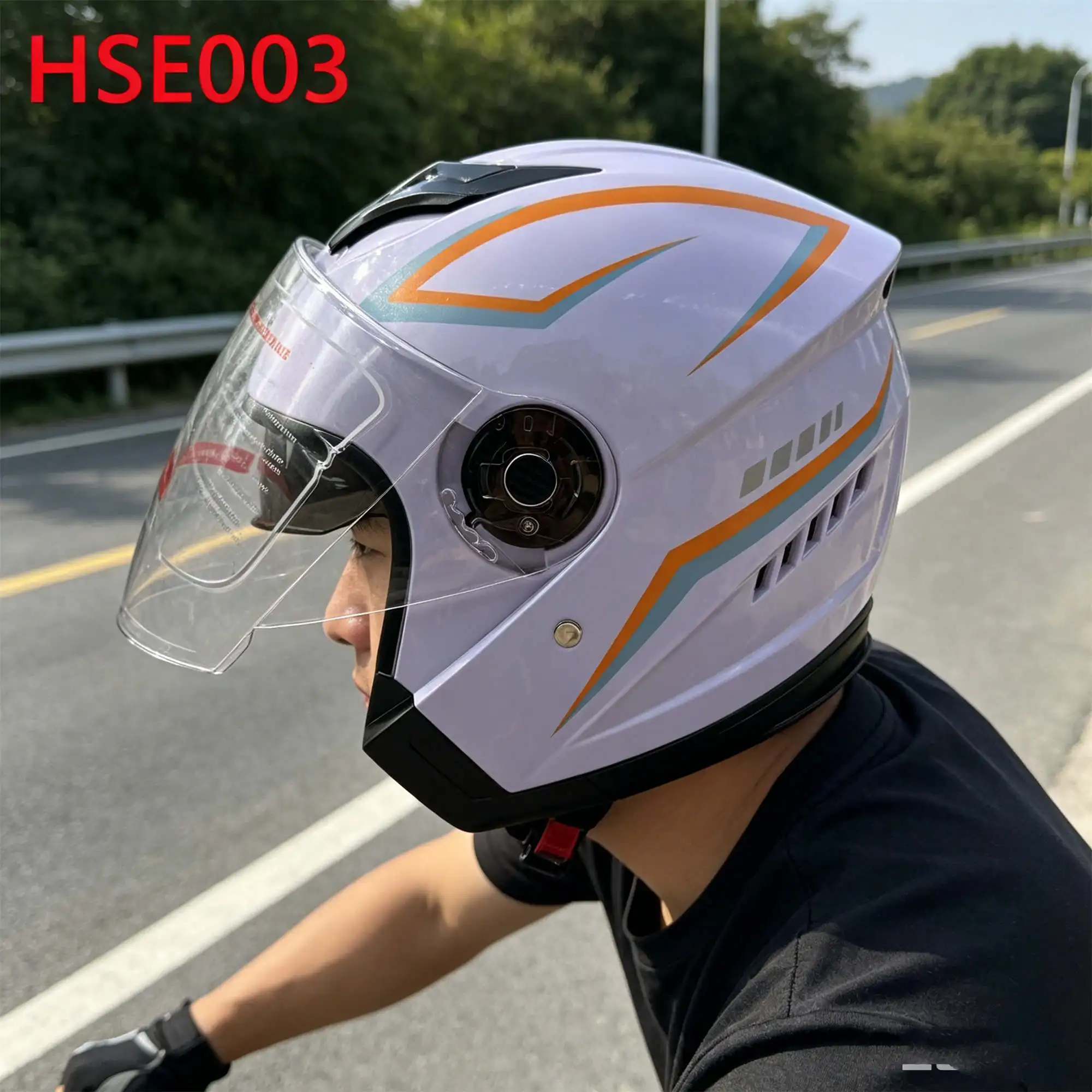 ZYF,Urban Commuting Goggle Compatible Design White Motorcycle Helmet Enhanced protection Wind-blocking Riding Helmet HSE003