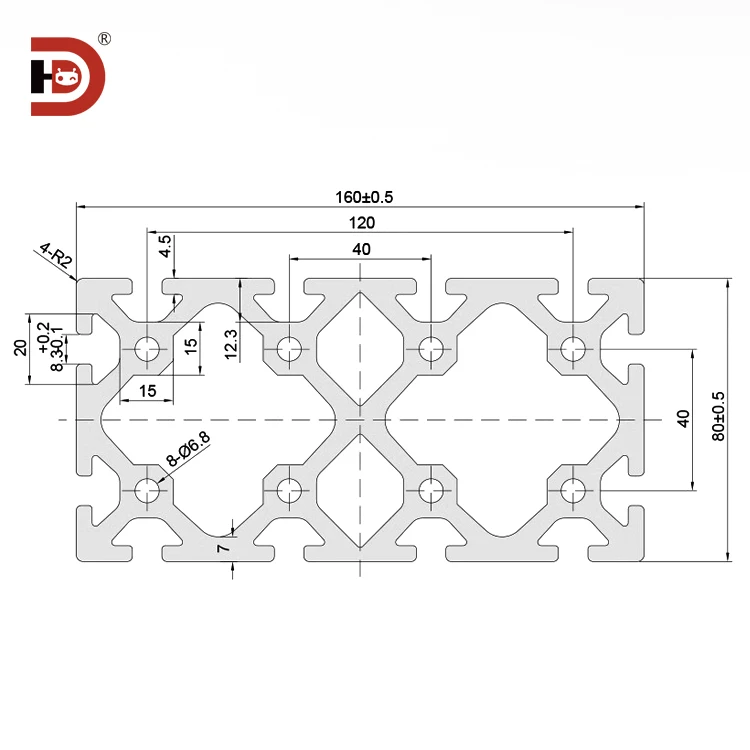 product 80160 extruded aluminum profiles are suitable for assembly of mechanical arm structural beam injection molding machine equipment-3