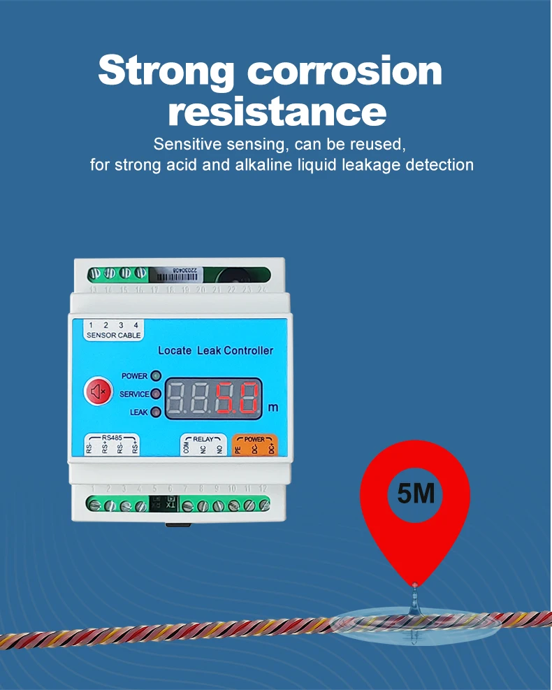 Acid And Alkali Water Leak Detector Rope Leakage Detection Line Sensing
