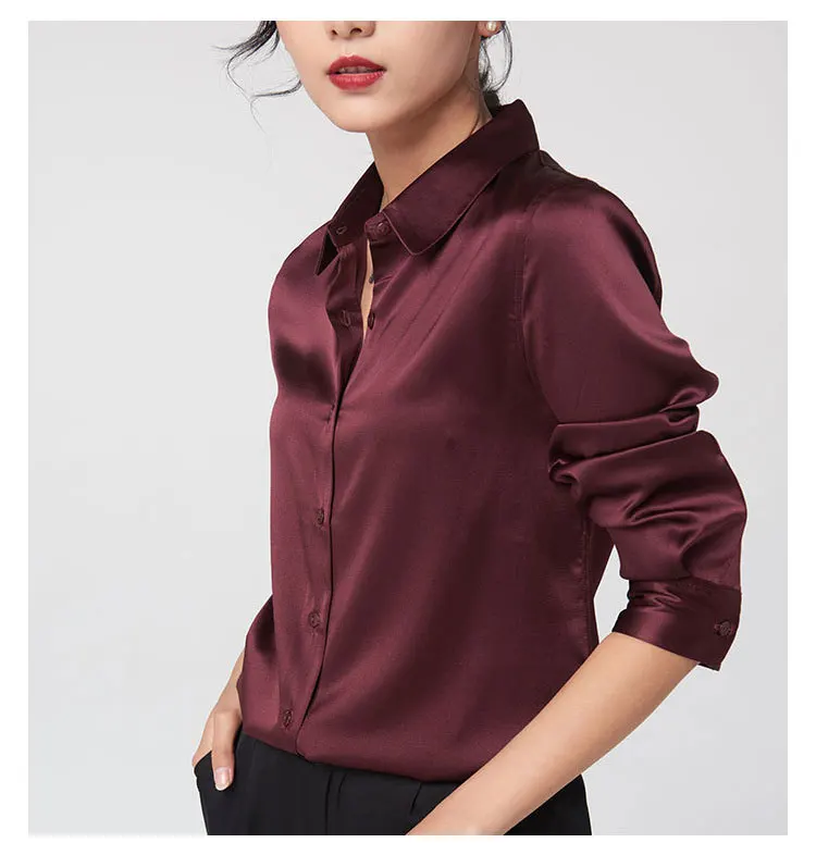 Wholesale Long Sleeve 100% Pure Silk Shirt Mulberry Silk Blouses For ...