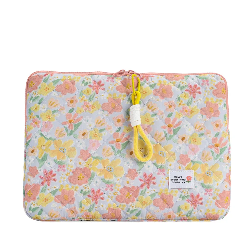 Custom Laptop Sleeve Soft Quilted Puffer Laptop Protector Portable Sling Hook Strap Laptop Bag With