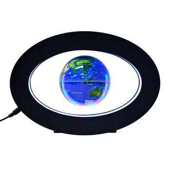 Magnetic Floating World Globe Teaching Resources Gift 8 LED Light in Outer Frame