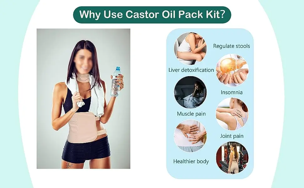 Castor Oil Pack Wrap For Liver Detox Insomnia Inflammation Reusable