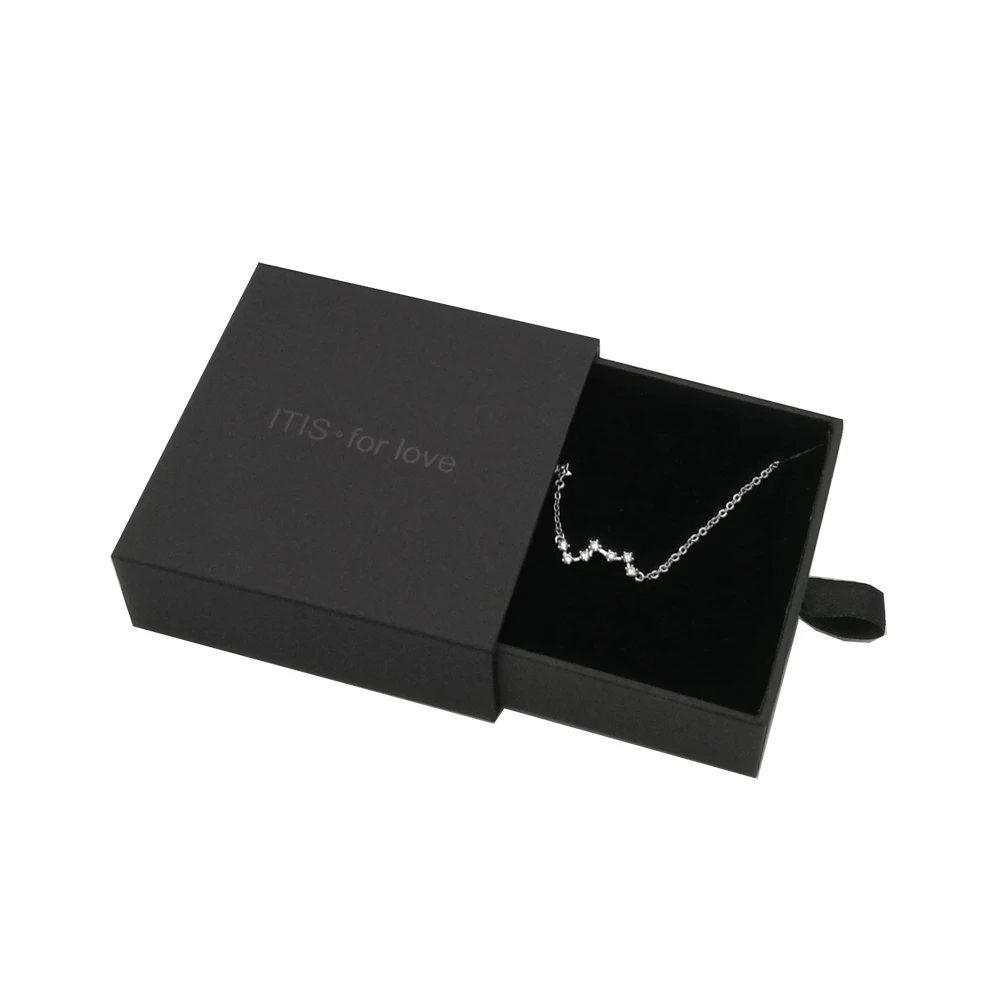 Factory Custom Black Unique Men Ring Necklace Gift Jewelry Packaging Box