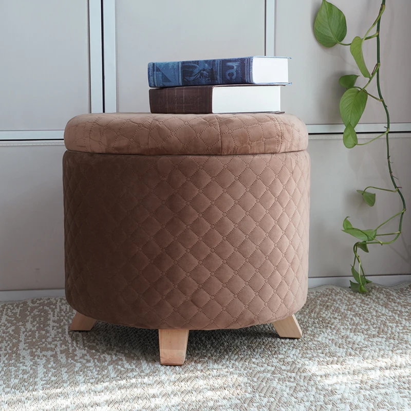 Living Room Elegant Tufted Round Footstool Lounge Chair Ottoman Stool