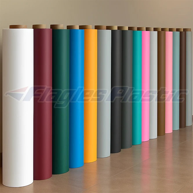 0.38mm Decorative Opaque Color PVC Film Roll 1220mm Width for Furniture Wrapping, Interior Wall Panels and Home Renovation