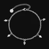 3mm Cable anklet with lozenge charm silver