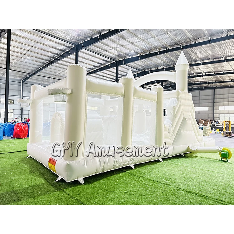 All White Inflatable Obstacle Course Commercial Inflatable Jumping Castle With Slide Water Pool Ball pit For Sale