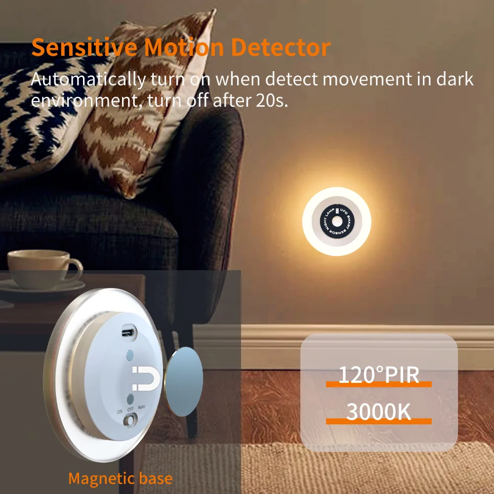 product small portable intelligent sensor lamp usb charging magnetic ufo smart sensor night light for entrance cabinet bedroom-40