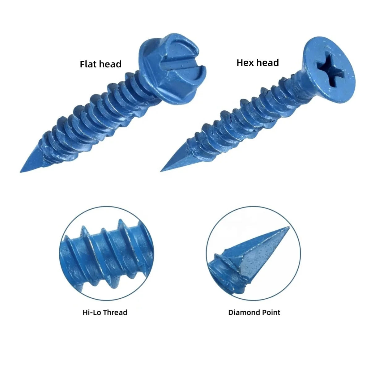 Concrete Screws 1/4 3/16 Assortment Kit Flat & Hex Head Masonry Block Brick Cement Screws Diamond Point supplier