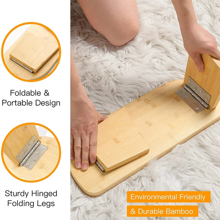 Эргономичная складная скамейка из натурального бамбука с складными ножками