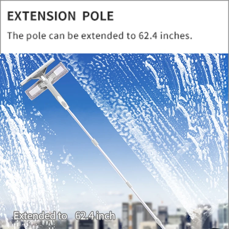 Professional Window Squeegee Cleaner, 2 In 1 Shower Squeegee With Extension Pole 103 In Telescopic Window Washing Equipment With Bendable Head Glass Cleaning Tools For Indoor Outdoor High Window
