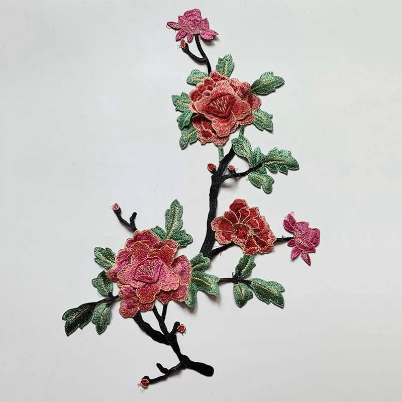 3D Colorful Pleated Large Flower Appliques Chest Flower Patches With Pin DIY For Women Dress Clothing Handmade Fabric Stickers (Small (Pink