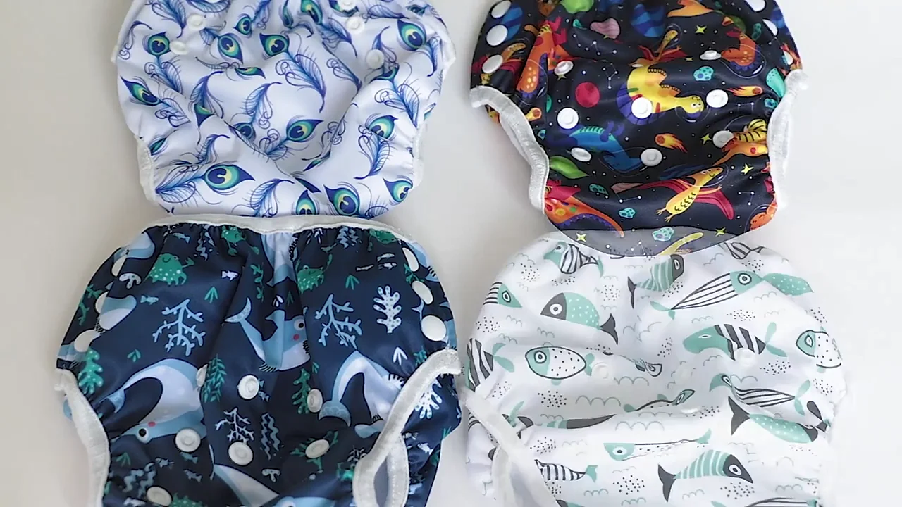 Baby Reusable Swim Diapers Cartoon Swimwear Children Adjustable Summer