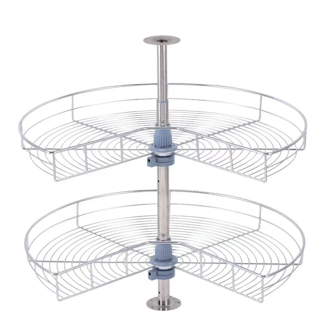 Modern Design 270 Degree Revolving Pull Out Wire Swivel Basket Kitchen Storage Corner Cabinet