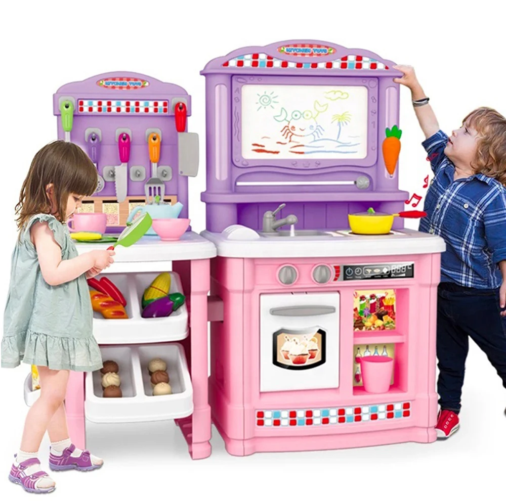 Новый пластиковый детский игровой Набор для кухни игрушка с магнитной панелью письма и фактическим выходом