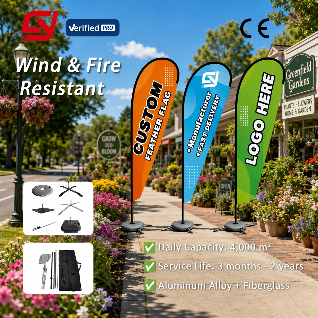 New Popular Product Polyester Roadside Garden AD Personalized Advertising Outdoor Custom Beach Feather Flags Custom Banner Stand