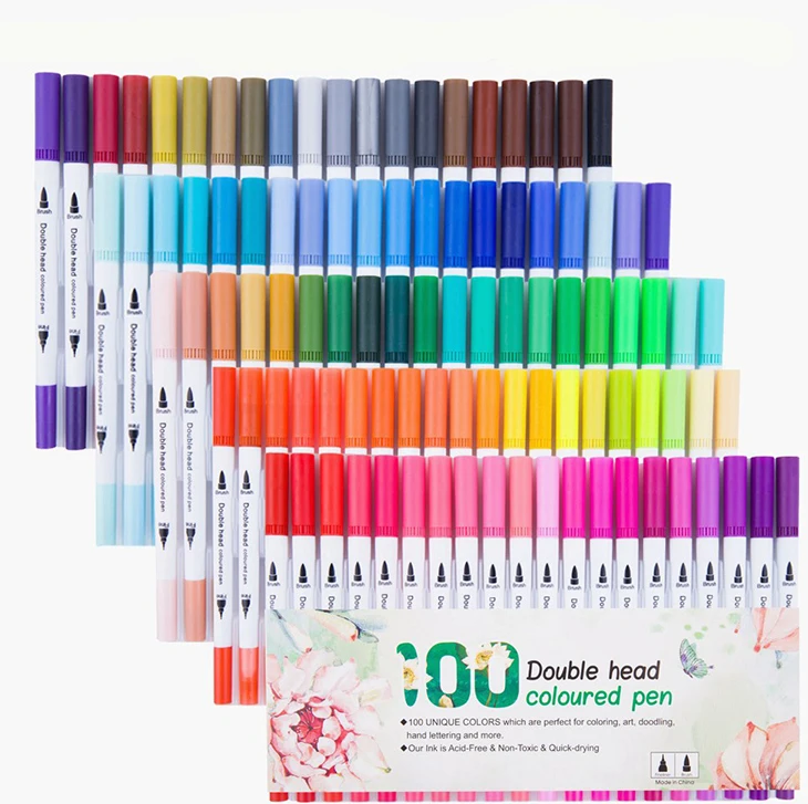 Оптовая продажа, ручка с двойным наконечником, ручка с двойным наконечником, набор художественных мини-маркеров с тонкой линией