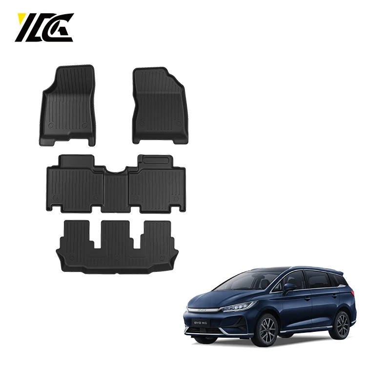 M6 7-Seater TPE Anti-scratch Floor Mat Waterproof Surface Carpet Pad Car Mat 5D Car Floor Mats for BYD Emax7