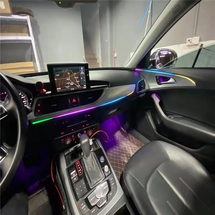 12V Symphony Interior Car Ambient Flow Chasing Light APP Control Changing Atmosphere Light Acrylic Optic Car Ambient Light