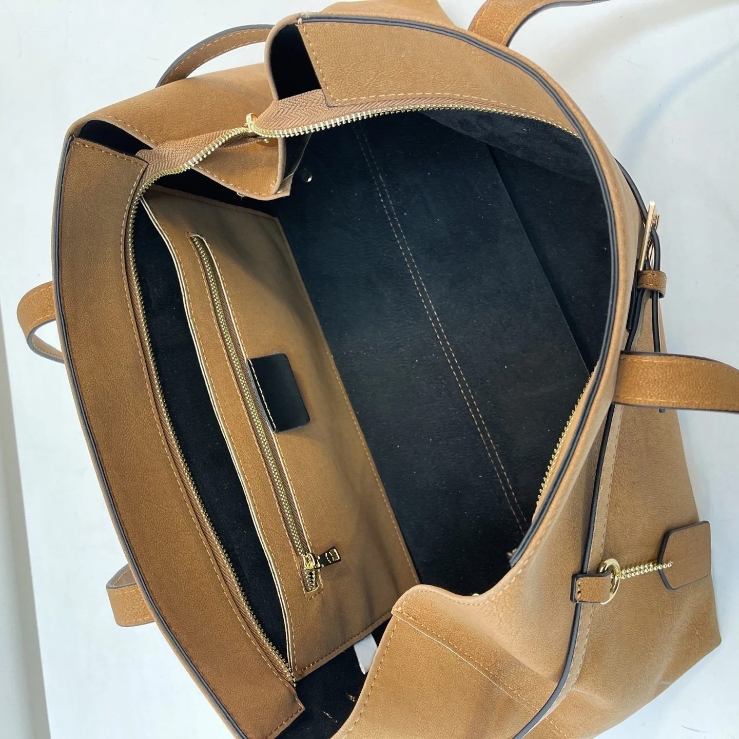 Women’s Crossbody Tote Bag Solid Color Zipper Closure Suede Shoulder Bag