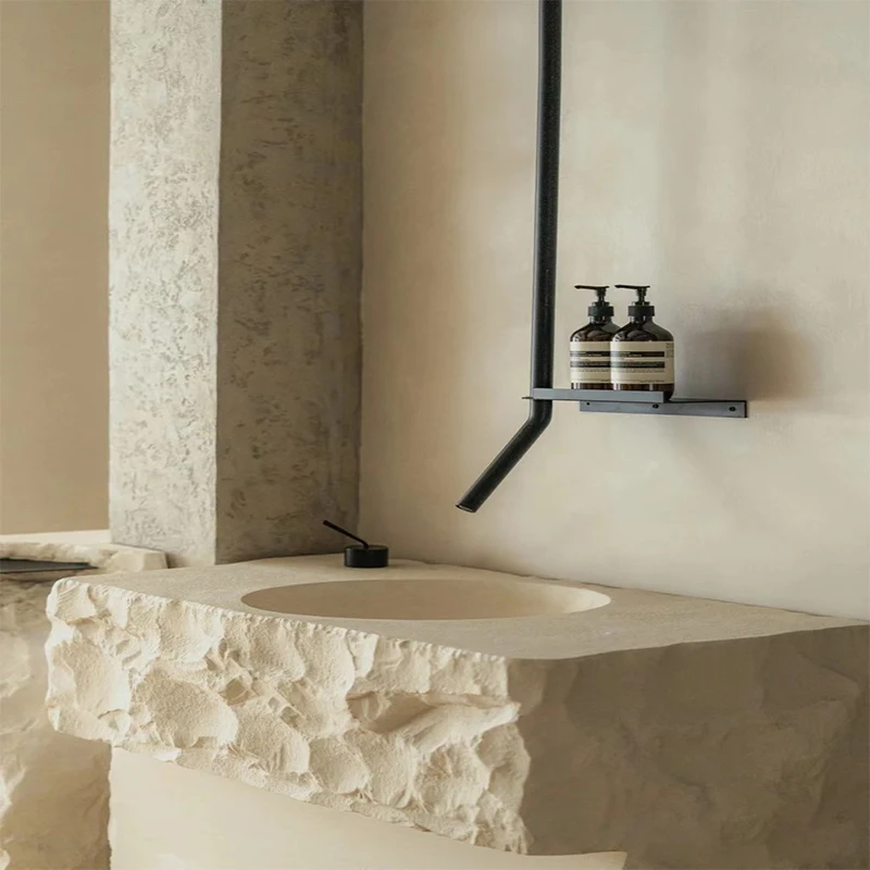 Съвременна умивалница от естествен известняк с матова повърхност, аксесоар от естествен камък за баня, подходящ за вили и кухни