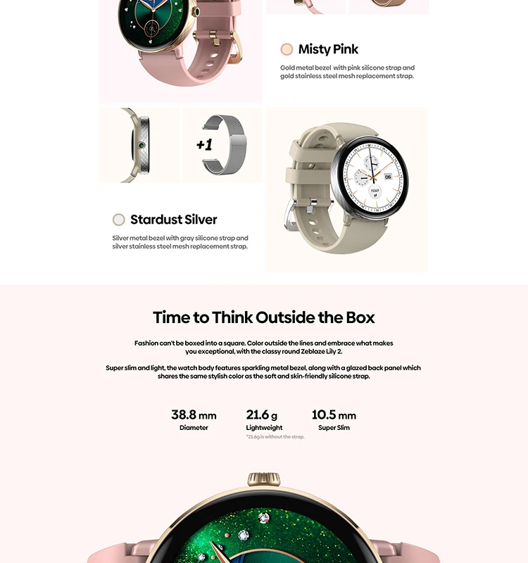 Zeblaze Lily 2 Voice Calling Female Smartwatch 1.2" AMOLED Screen Double Strap Health Management Sports Smart Watch