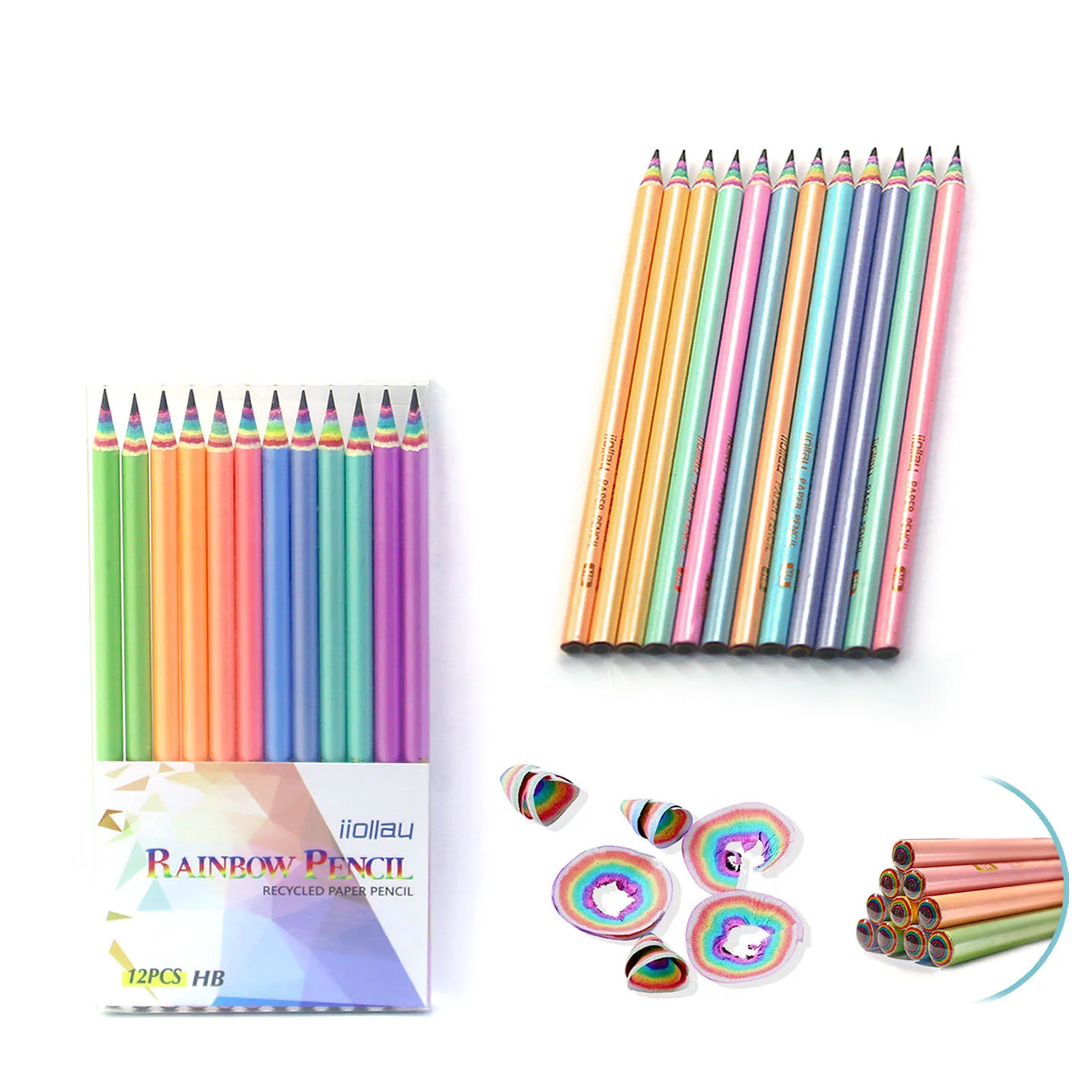 Горячий продавать зеленый карандаш рециркуляции могут быть переработаны. Дешевые радужные карандаши настроены логотип