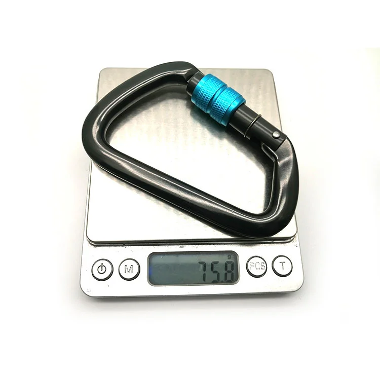 BT-L02 25KN Black 7075 Tension Carabiner Outdoor Snap Hooks Locking Carabiner Hook Custom Climbing Carabiner