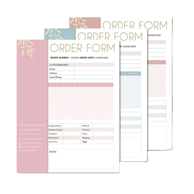 Высокое качество по индивидуальному заказу дубликат безуглеродистые получения счета-фактуры, книга счета-фактуры Книжное производство 2/3/4 части безуглеродистые