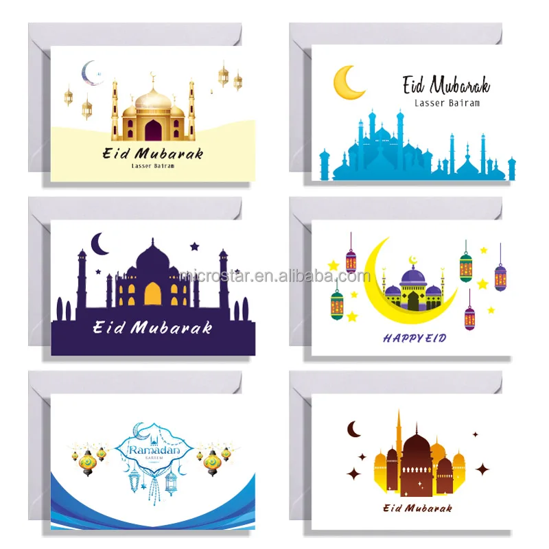 Eid Mubarak Gift Card Gift Mini Eid Greeting Cards Blank Muslim Moon