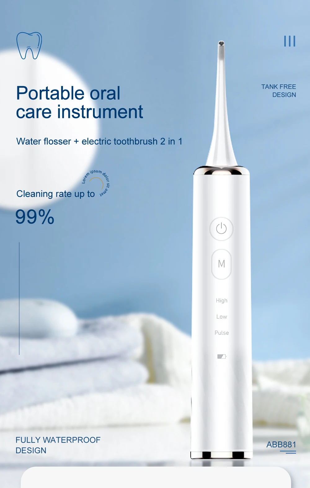 Wholesale Cordless Electric Water Flosser 2 In 1 Portable Oral Teeth