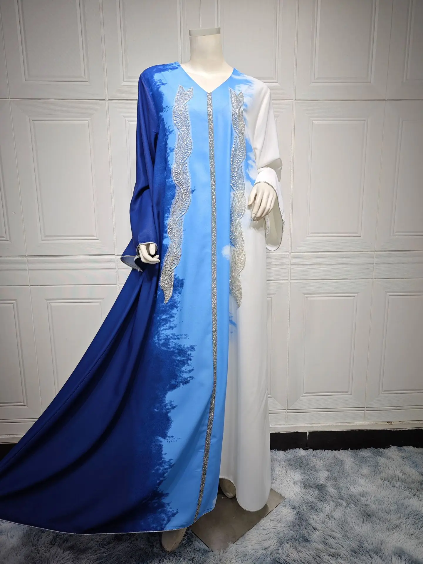 AB344ラマダンラグジュアリーロングイスラム教徒カフタンアバヤドレス