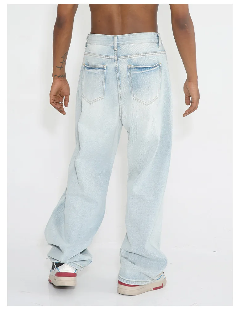 2024 Nuovo produttore di colore semplice dritto Jeans azzurri chiari dal design personalizzato per uomo_voghion.com