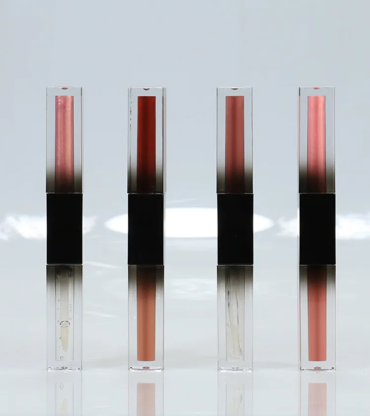 130 Color Private Label Matte Liquid Lipstick Plum Berry Dual Ended Long Wearing Liquid Lipstick and Clear Lipgloss